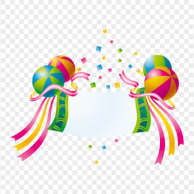 Blank Banner With Balloons Confetti Streamers PNG