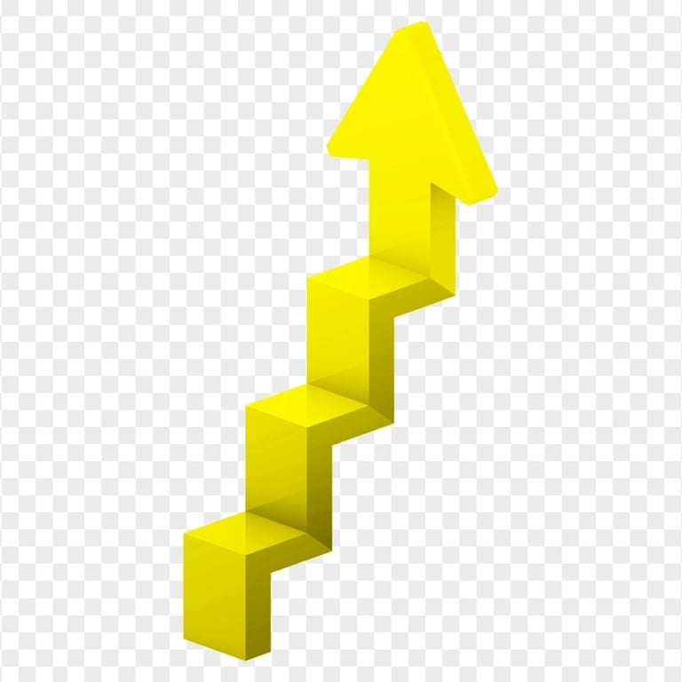 HD Yellow 3D Up Stairs Arrow Transparent PNG