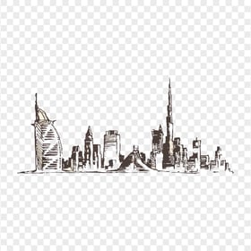 Dubai City Burj Khalifa Sketch Silhouette HD PNG