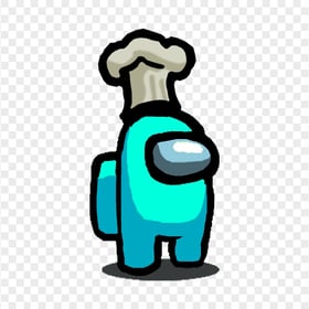 HD Cyan Among Us Character With Chef Hat On Head PNG