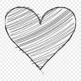 HD Black Hand Sketch Heart Love PNG