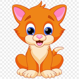 Clipart Cartoon Orange Tabby Kitten Sitting HD PNG