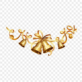 PNG Gold Christmas Bells With Ribbon Illustration