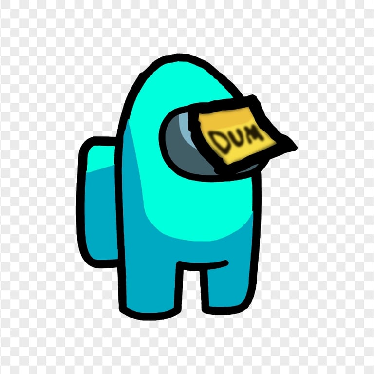 HD Cyan Among Us Crewmate Character With Dum Sticky Note Hat PNG