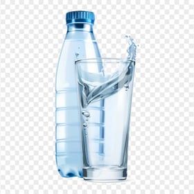 HD Glass Of Water Splash With Plastic Bottle PNG