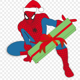 HD Spider Man Character With Santa Hat Christmas PNG