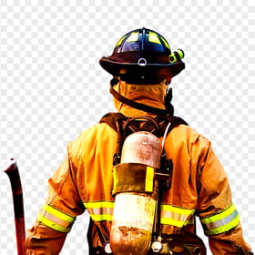 HD Firefighter Fireman Back View With Axe PNG