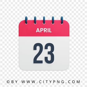23 April Date Calendar Icon HD Transparent Background
