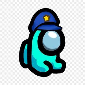 HD Cyan Among Us Mini Crewmate Character Baby Police Hat PNG