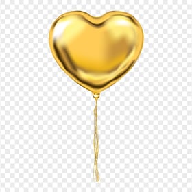 HD Single Gold Heart Love Balloon PNG