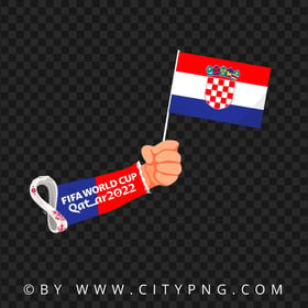 World Cup 2022 Hand Holding Croatia Flag Pole PNG Image