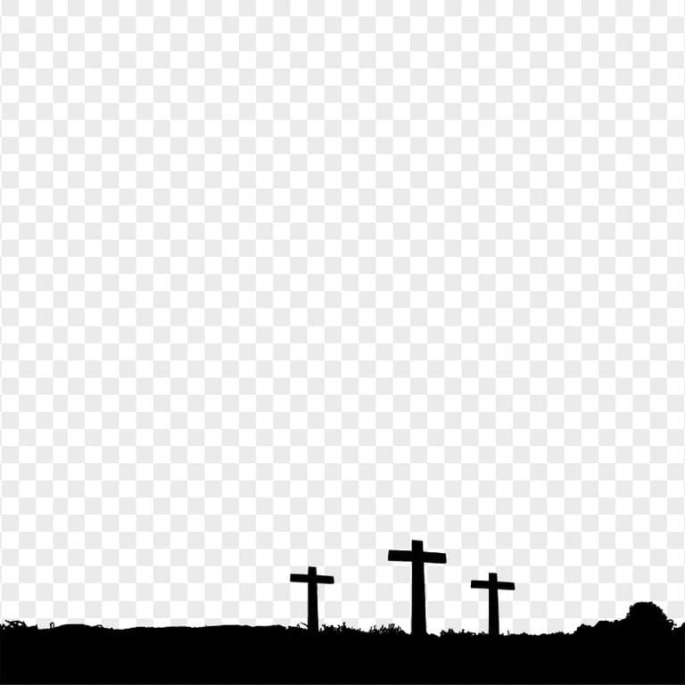 Three Crosses Hill Black Silhouette Calvary Cross