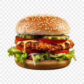 Cheesy Chicken Sandwich Tomato Lettuce and Pickles HD PNG