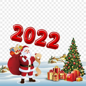 2022 Cartoon Santa Winter Snowy Scene Illustration PNG