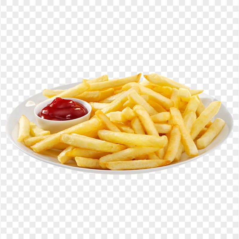FREE Plate Of French Fries With Red Sauce PNG
