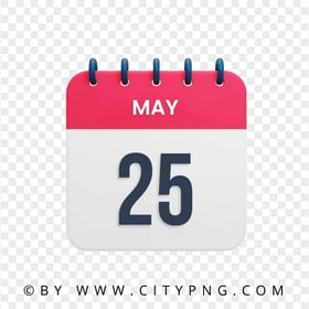 May 25th Date Red & White Icon Calendar HD Transparent PNG
