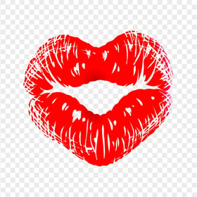 Red Kiss Lips Heart Shape Love Transparent Background
