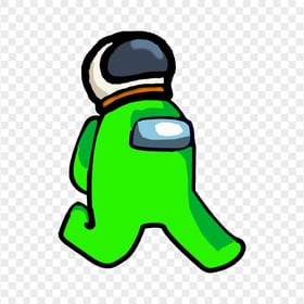 HD Lime Among Us Character Walking With Astronaut Helmet PNG