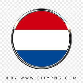 Netherlands Round Metal Framed Flag Icon PNG