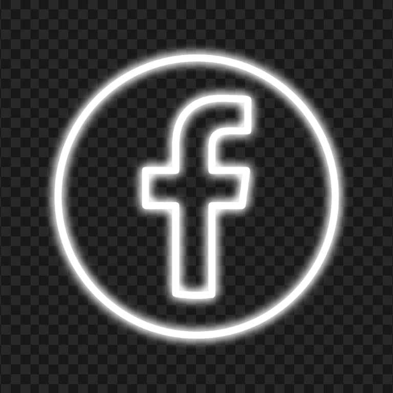 White Neon Facebook Logo Icon PNG