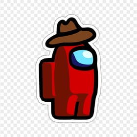 HD Red Among Us Character Cowboy Hat Stickers PNG