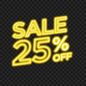 Yellow 25% Percent Off Sale Neon Sign HD PNG
