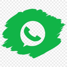 HD Green Brush Stroke Outline WhatsApp Logo Icon PNG
