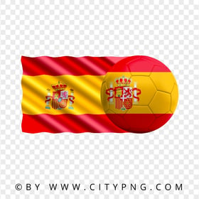 HD Spain Flag With Soccer Football Ball PNG