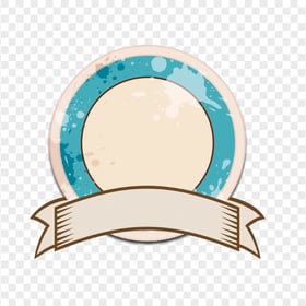 Vector Beige And Blue Teal Ribbon Badge FREE PNG