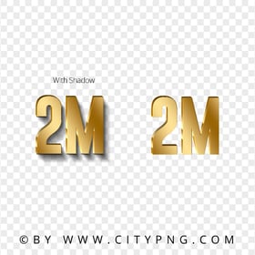 2 Million Number Text Gold Effect PNG Image