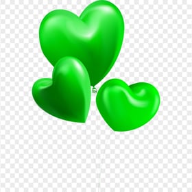 HD Three Green Balloons Hearts Valentine Love PNG