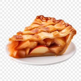 Slice Of Crust Apple Pie on a Ceramic Plate HD PNG