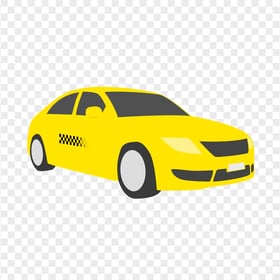 Yellow Vector Cartoon Car Taxi Style PNG