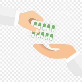 Cartoon Hand Taking Tablet Of Pills Flat Icon