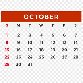 FREE October 2023 Calendar PNG