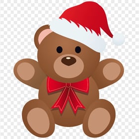 Download Bear Illustration With Santa Hat PNG