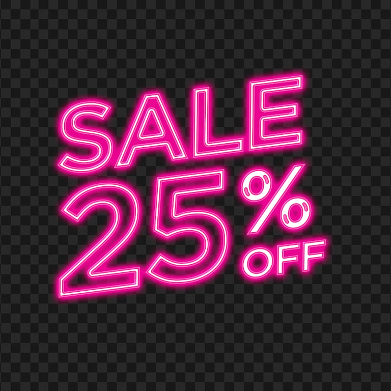 25% Percent Off Sale Neon Pink Sign PNG