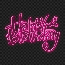 HD Happy Birthday Pink Glowing Neon Text Transparent PNG