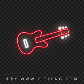 Red & White Neon Light Guitar HD Transparent PNG