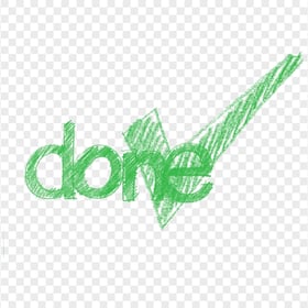 HD Sketch Green Done Word With Yes Mark PNG