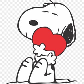HD Snoopy Dog In Love Hold Red Heart Valentines Day PNG