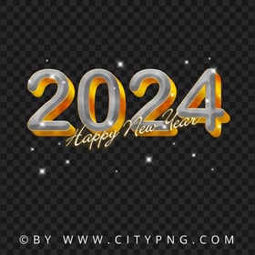 2024 Happy New Year Gold Elegant Design FREE PNG