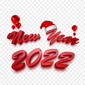 New Year 2022 Red Illustration With Balloons HD PNG
