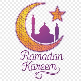 Yellow & Purple Mosque Moon Ramadan Kareem