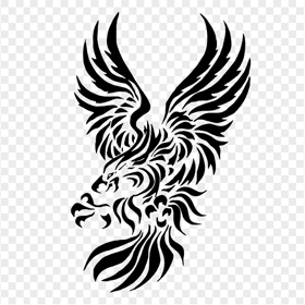 Bald Eagle Wings Black Tattoo PNG Image