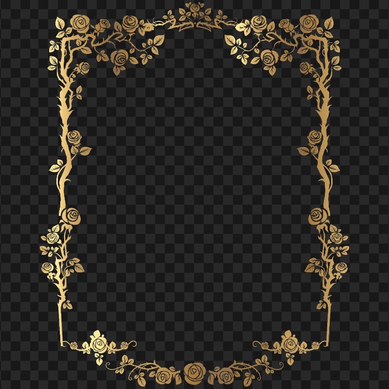 Floral Gold Frame Border FREE PNG