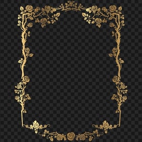 Floral Gold Frame Border FREE PNG