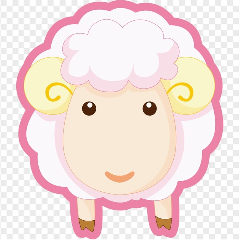Cartoon Sheep Front View Sticker Style