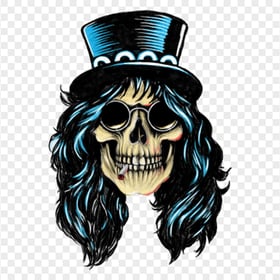 Skull rock n roll blue hat smoking