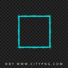 Square Glowing Neon Blue Green Aesthetic Frame PNG